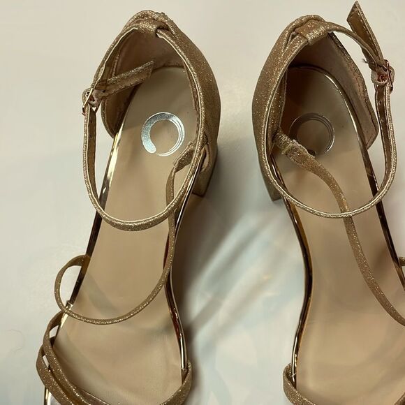 Journee Women’s Bella Gold Glitter Block Heel Dress Sandal Sz 7.5 - Picture 2 of 8